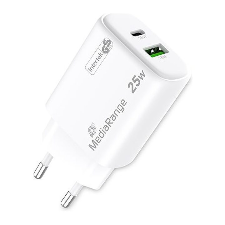 Mediarange Dual USB-A and USB-C Charger 25W (MRMA112-2)