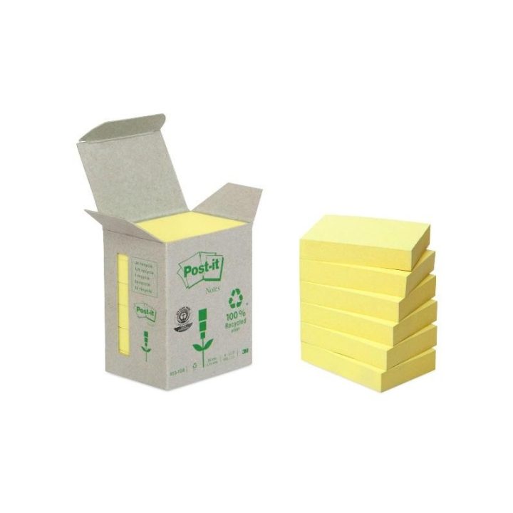 Pack 6 blocos de notas adesivas recicladas 100 folhas 38X51MM canary…