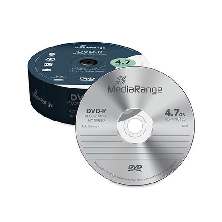 Consumível Mediarange DVD-R MR403 4.7GB 25PCS