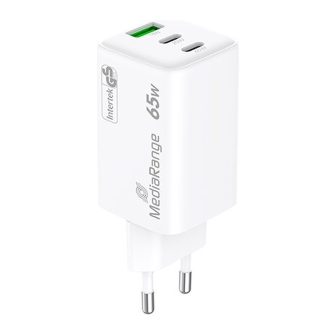 Carregador Mediarange triplo USB-A e USB-C 65W (MRMA116-2)
