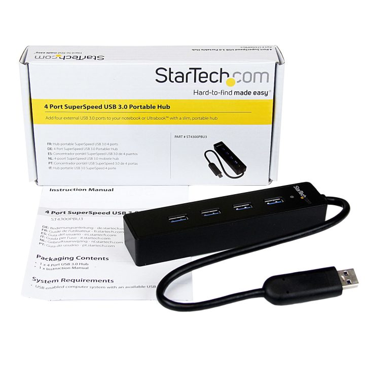 StarTech.com USB 3.0 (5Gbps) SuperSpeed Portable 4-Port Hub Adapter -…