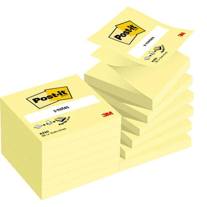 Pack 12 blocos de notas adesivas z-notes 76X76MM amarelo canário…