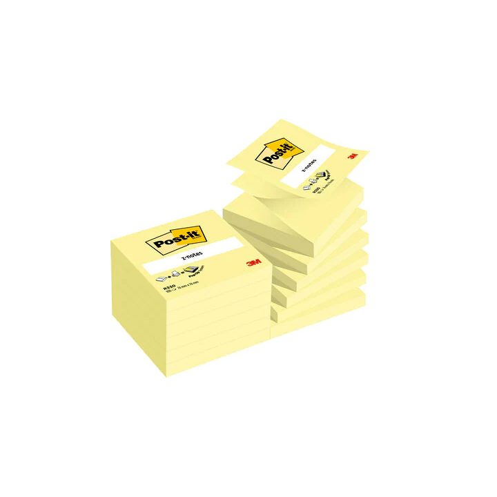 Pack of 12 z-notes adhesive note pads 100 sheets 76X76MM canary…