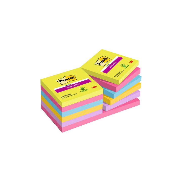Pack 12 blocos de notas adesivas 90 folhas 76X76MM super sticky cores…
