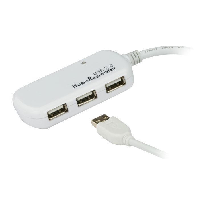 ATEN Cable extensor USB 2.0 de 12 m con hub de cuatro puertos…