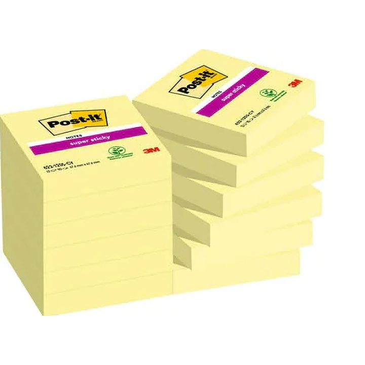 Pack of 12 Notepads 90 Sheets Sticky Notes 47.6x47.6mm Super Sticky…