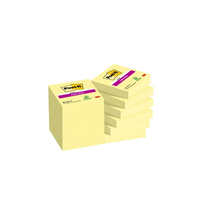 Pack 12 blocos 90 folhas notas adesivas 47,6x47,6mm super sticky…