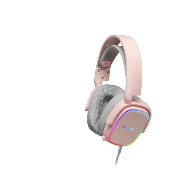 Mars Gaming MHAX Rosa, Auscultadores Gaming RGB, Microfone Removível…