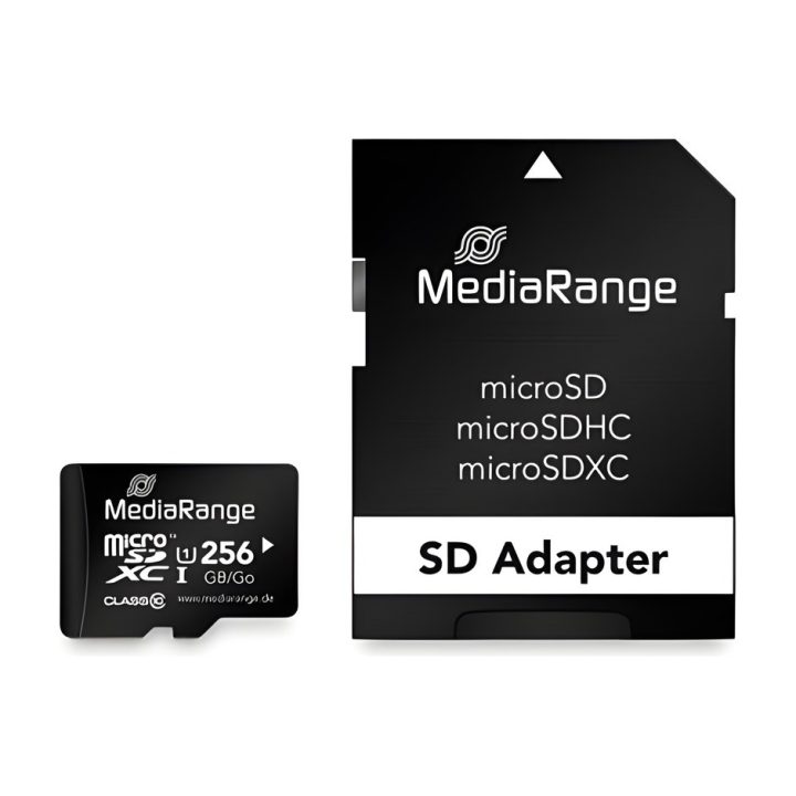 Mem micro SDXC 256GB Mediarange + adaptador SD (MR946)
