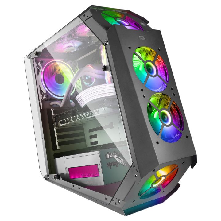 Mars Gaming MC51, Caixa PC Gaming ATX, Vidro Temperado Duplo, 5x…