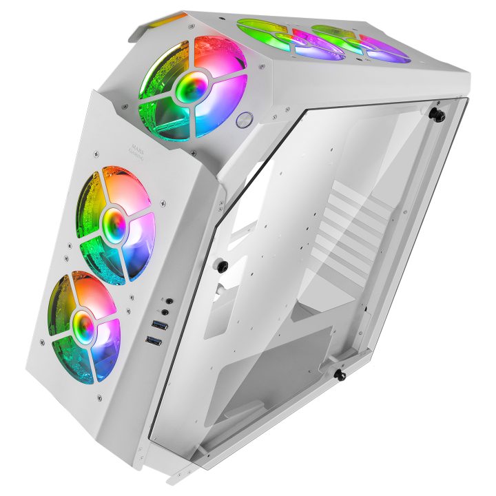 Mars Gaming MC51W, ATX Gaming PC Case, Dual Tempered Glass, 5x 12cm…