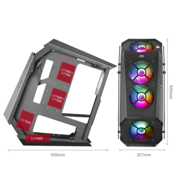 Mars Gaming MC51W, Caixa PC Gaming ATX, Duplo Vidro Temperado, 5x…