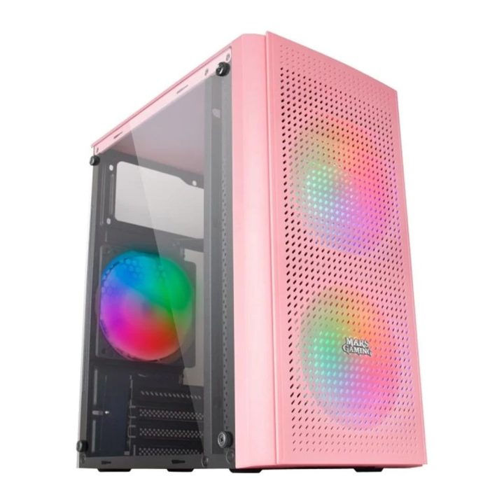 Mars Gaming MC300P Rosa, Caja PC Micro ATX, Cristal Templado, Frontal…