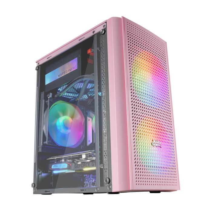 Mars Gaming MC300P Rosa, Caja PC Micro ATX, Cristal Templado, Frontal…