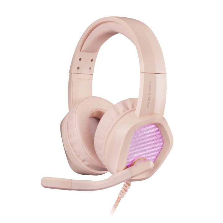 Mars Gaming MH320P Rosa, Auscultadores Neodímio RGB Flow, Microfone e…