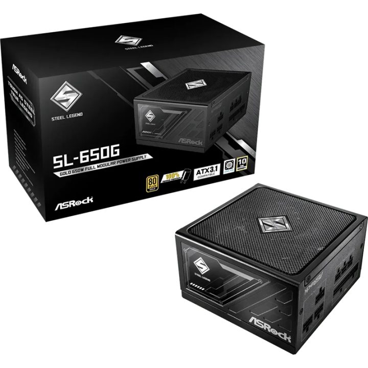 ASRock sl-650g Power Supply, PSU, 650W, 80 PLUS Gold, 135mm, Modular…
