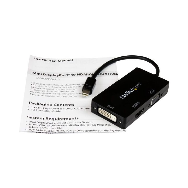 StarTech.com Mini DisplayPort to VGA, DVI, or HDMI Adapter - 3-in-1…