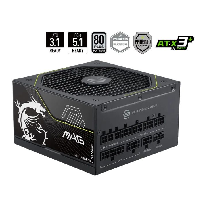 Fuente alimentacion MSI mag A1000PLS PCIE5,psu,1000w,80 plus…