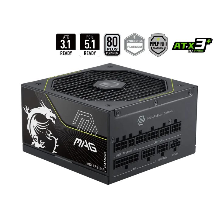 Fuente alimentacion MSI mag A1000PLS PCIE5,psu,1000w,80 plus…