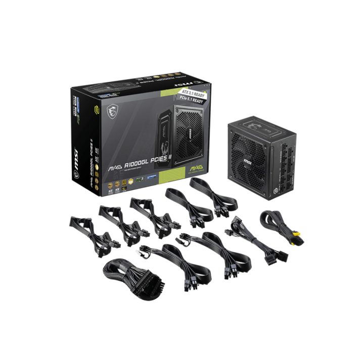 MSI MAG A1000GL PCIE5 II Power Supply Unit 1000 W 24-pin ATX ATX Black