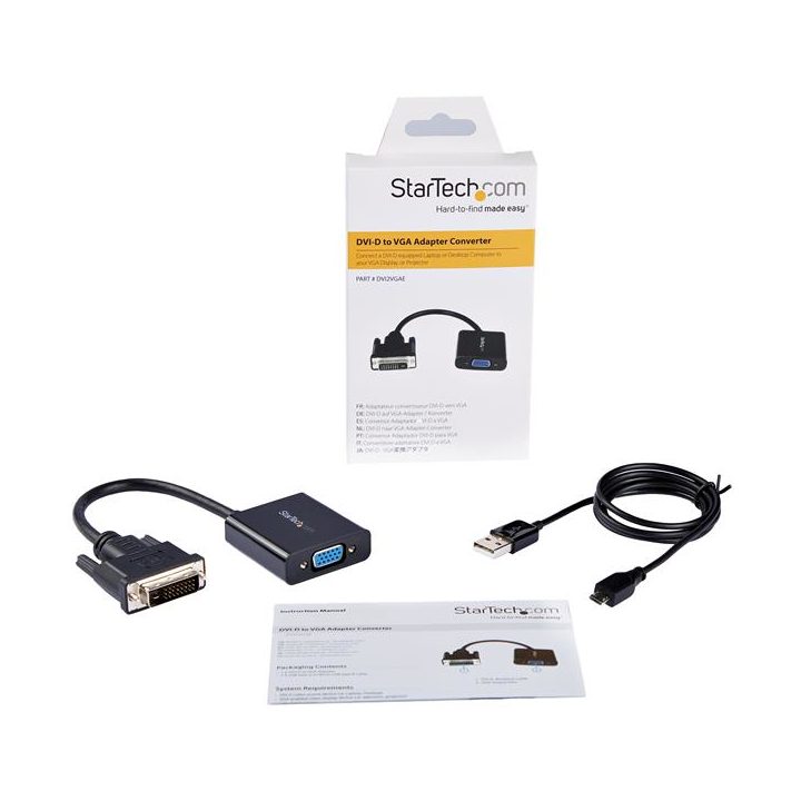 StarTech.com Active DVI-D to VGA Video Converter Adapter - Cable -…