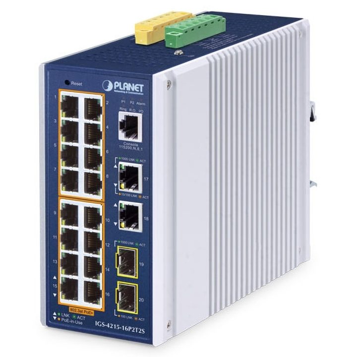 PLANET IP30 Industrial L2/L4 16-Port Managed L2/L4 Gigabit Ethernet…