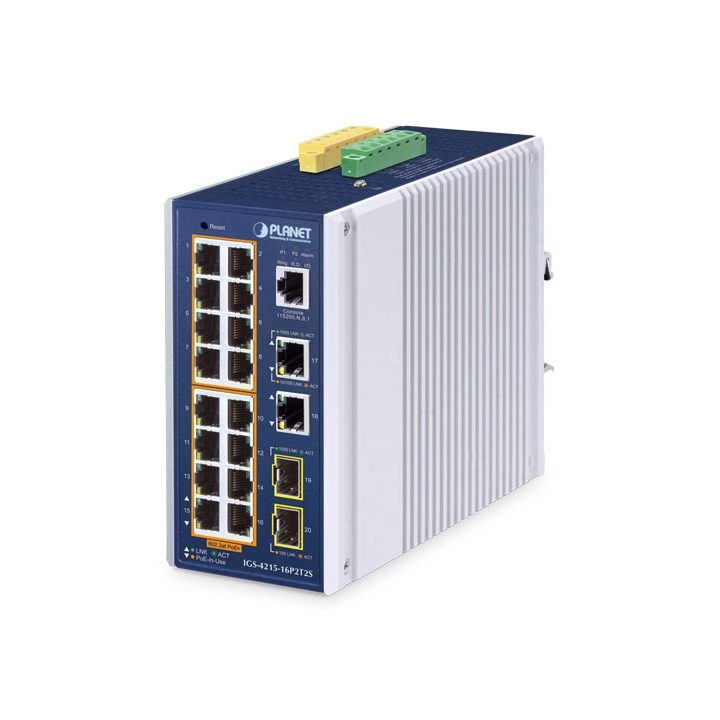 PLANET IP30 Industrial L2/L4 16-Port Gerido L2/L4 Gigabit Ethernet…