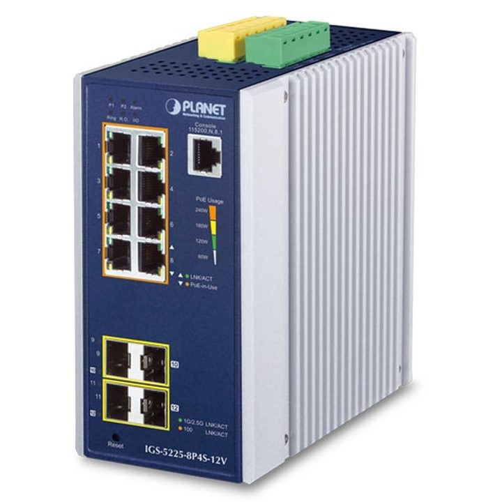 PLANET Industrial 8-Port GE PoE+ 2*1G SFP+ 2*2,5G SFP - 8-Port…