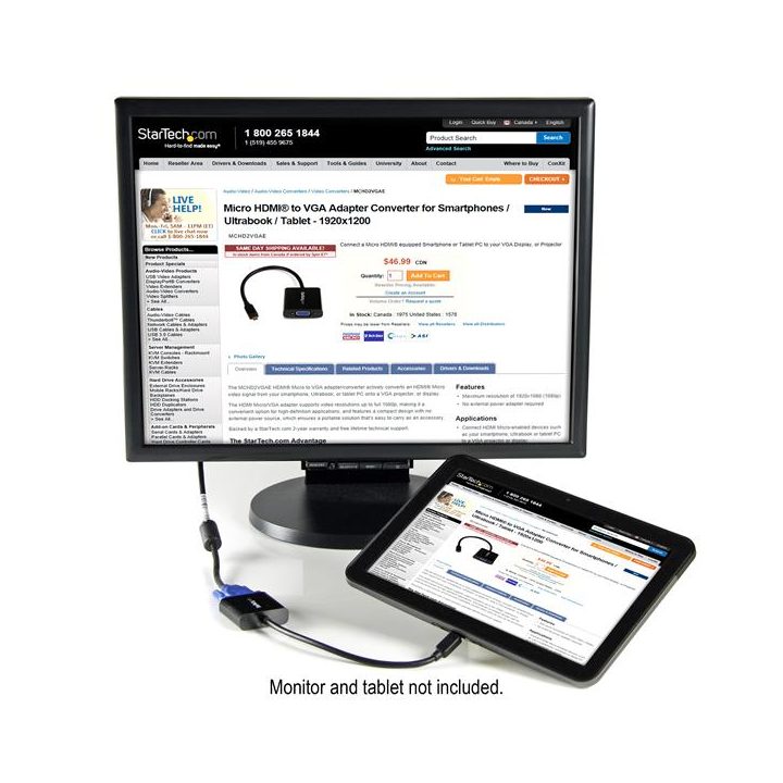 StarTech.com Micro HDMI to VGA Adapter for Smartphones / Ultrabooks /…
