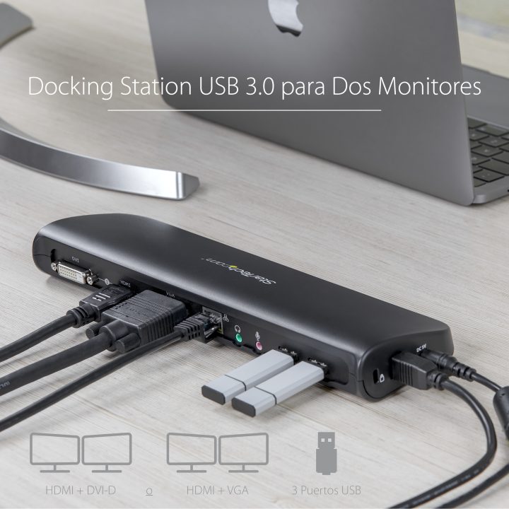 StarTech.com 2-Monitor USB 3.0 Laptop Docking Station - HDMI/DVI/VGA…