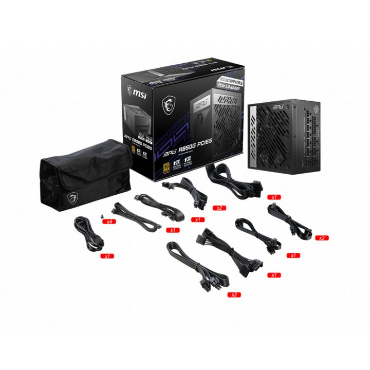 MSI MPG A850G PCIE5 Power Supply Unit 850 W 24-pin ATX ATX Black