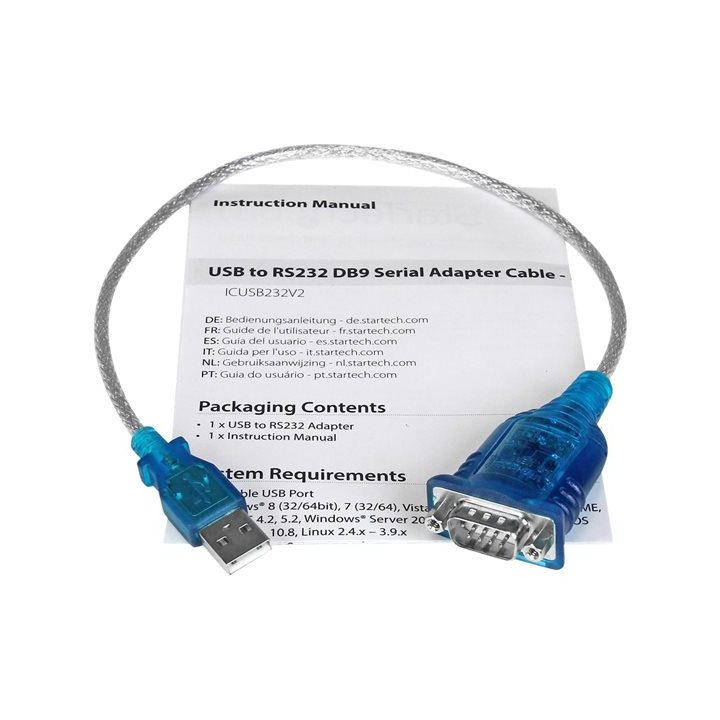 StarTech.com 1-Port DB9 M/M USB to Serial Cable 0.4m - USB to RS232…