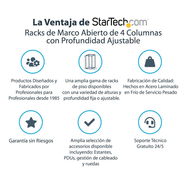 StarTech.com Rack 12U Móvil de Marco Abierto de 4 Columnas para…