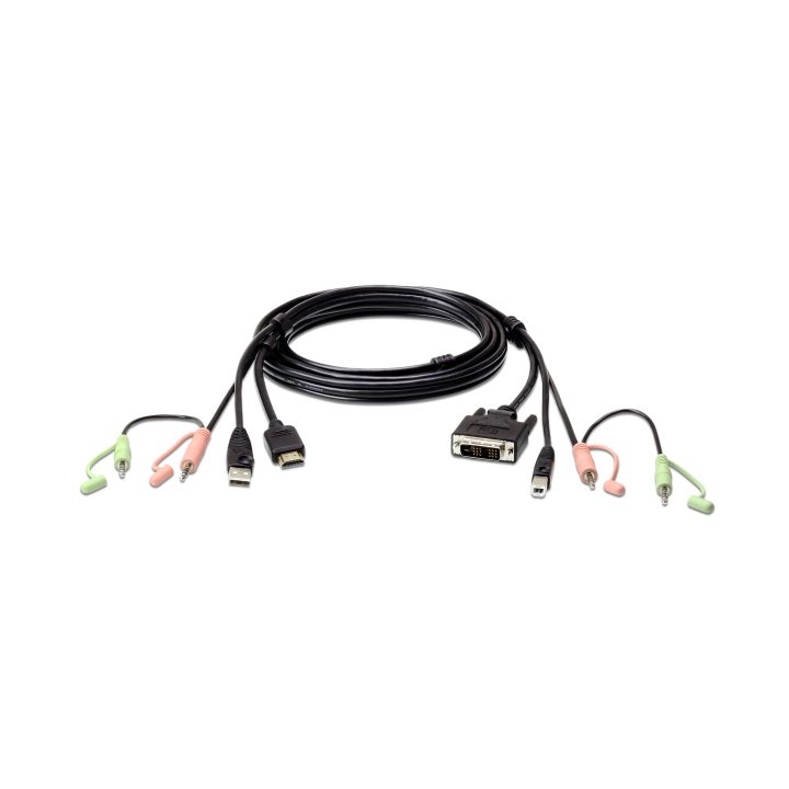 ATEN Cabo KVM HDMI para DVI-D USB com áudio de 1,8 m