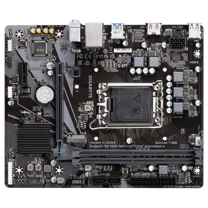 GIGABYTE H610M K DDR4 Placa base - Compatible con procesadores Intel…
