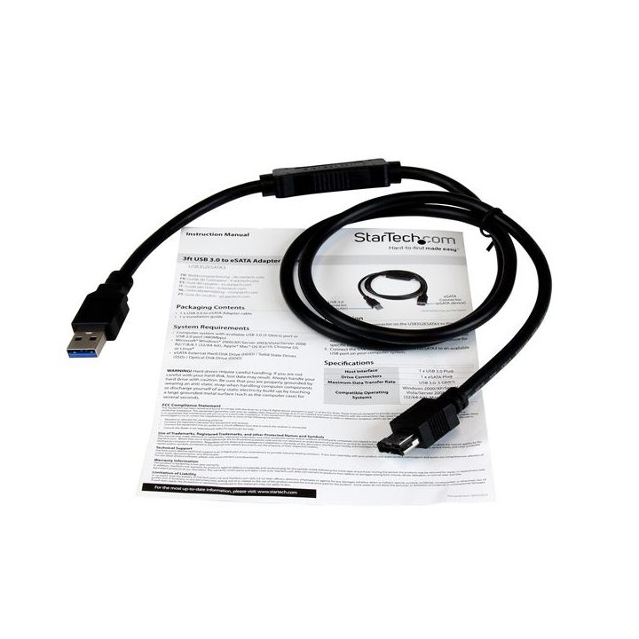 StarTech.com 0.9m USB 3.0 to eSATA Adapter - 6Gbps USB to HDD/SSD/ODD…