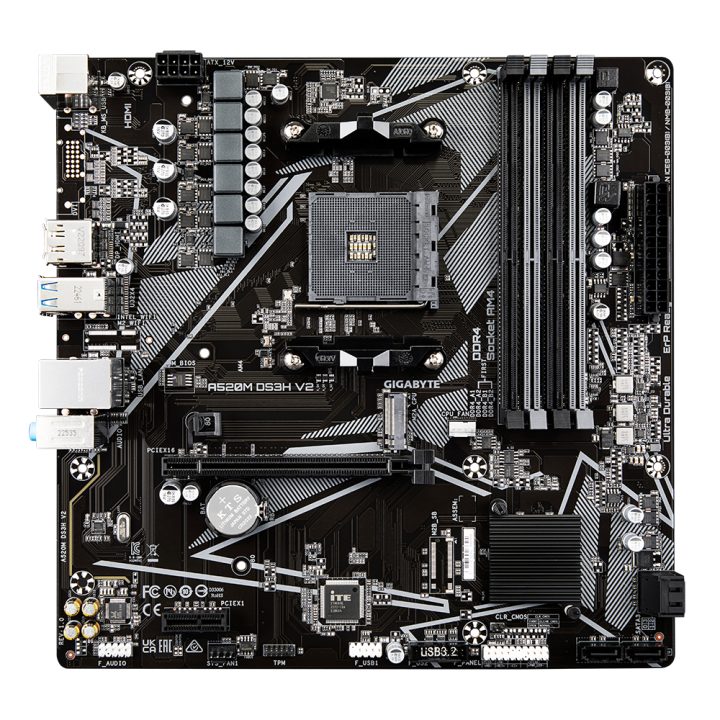 GIGABYTE Motherboard A520M DS3H V2 - Suporta CPUs AMD Ryzen série…