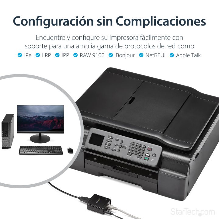 StarTech.com Ethernet 10/100 Mbps to USB 2.0 Network Print Server…