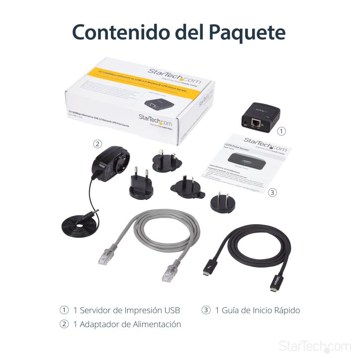 StarTech.com Ethernet 10/100 Mbps to USB 2.0 Network Print Server…