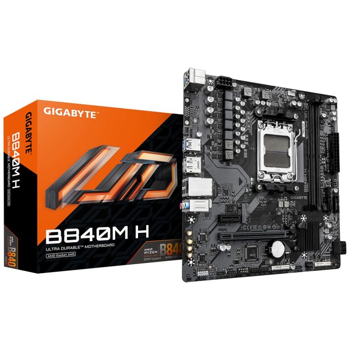GIGABYTE B840M H Motherboard - AMD Ryzen 9000 Processors, 5+2+2 Phase…