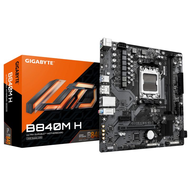GIGABYTE B840M H Motherboard - Processadores AMD Ryzen 9000, VRM de…