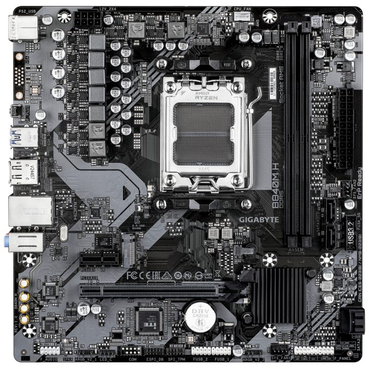 GIGABYTE B840M H Motherboard - Processadores AMD Ryzen 9000, VRM de…
