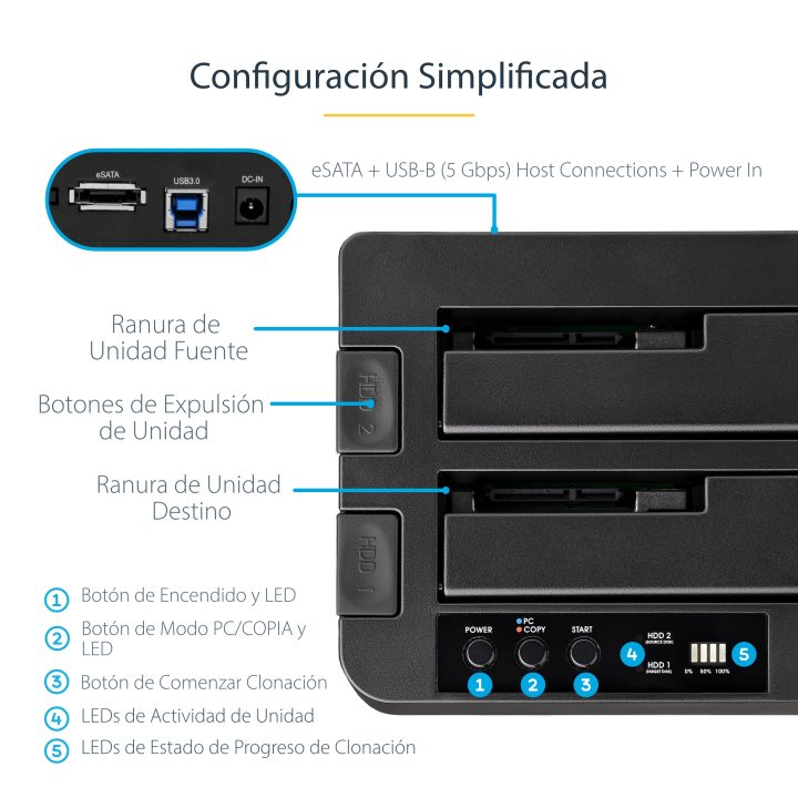 StarTech.com 2-Bay USB 3.0 (5Gbps) or eSATA Hard Drive Duplicator…