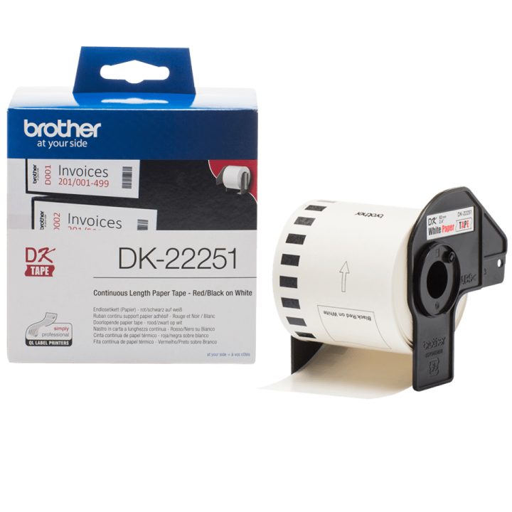 Brother DK-22251 cinta para impresora de etiquetas Negro y rojo sobre…