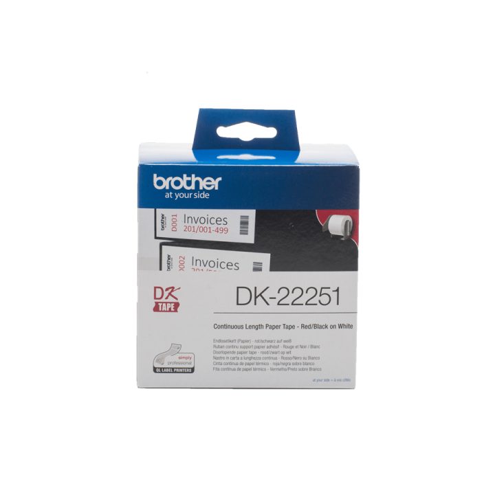 Brother DK-22251 Label Printer Tape Black and Red on White