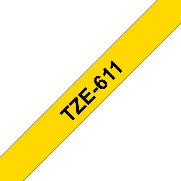 Brother TZE-611 fita para impressora de etiquetas Preto sobre amarelo