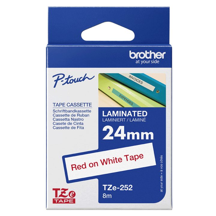 Brother TZE-252 Label Printer Tape Red on White