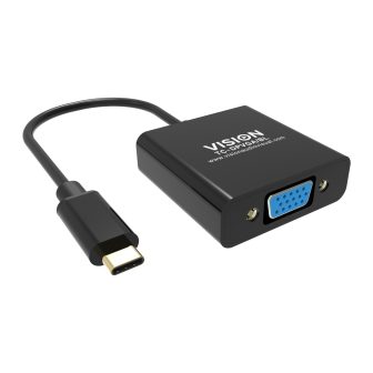 Vision USB C to VGA Adapter: connects to USB C and has a full-size…