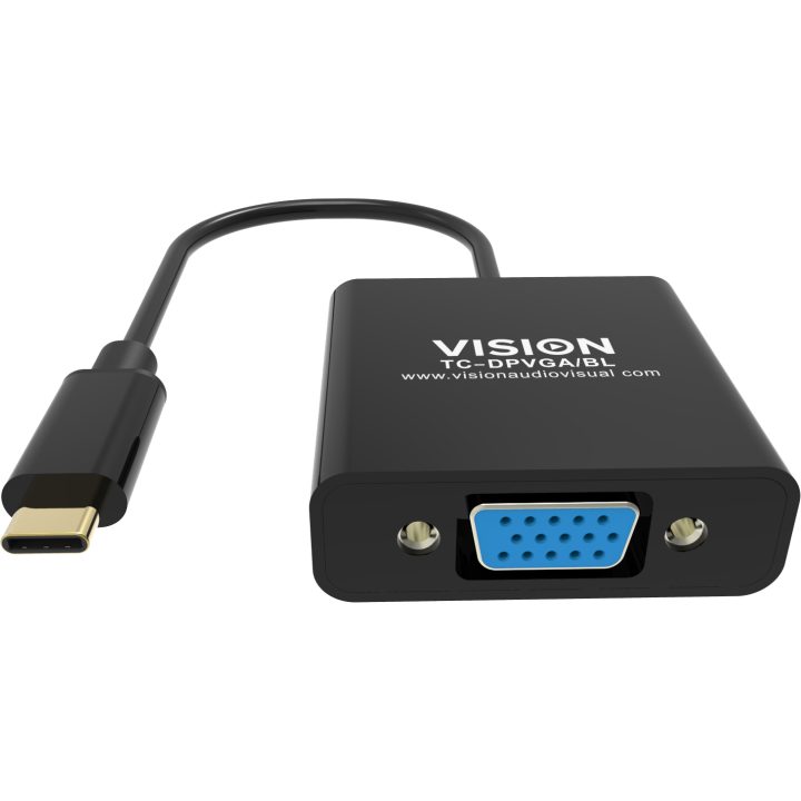 Vision USB C to VGA Adapter: connects to USB C and has a full-size…