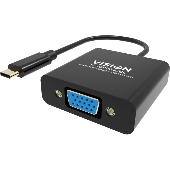 Vision USB C to VGA Adapter: connects to USB C and has a full-size…